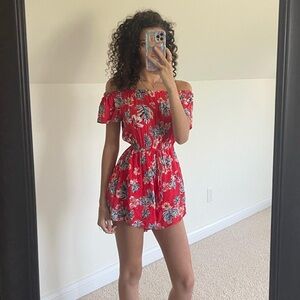 Elodie Red Floral Romper